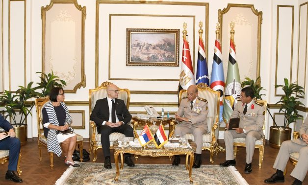 Egyptian Minister of Defense Lieutenant General Mohamed Zaki met with Serbian Deputy Prime Minister and Minister of Defense Miloš Vučević and his accompanying delegation on Monday