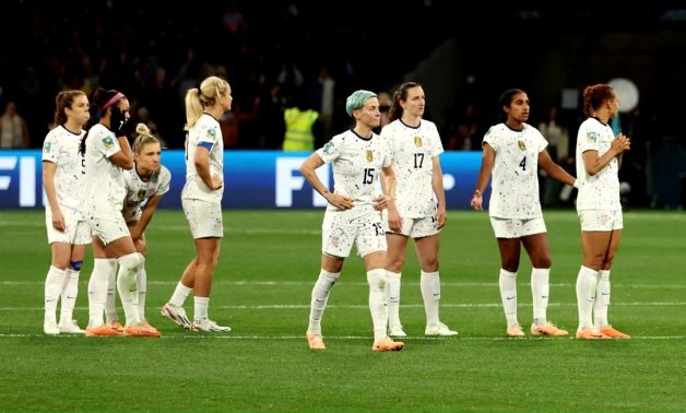 Megan Rapinoe of the U.S. and teammates look dejected as the United States are knocked out of the World Cup REUTERS/Asanka Brendon Ratnayake/File photo 