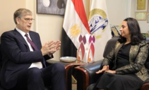 Meeting between Dutch Ambassador in Cairo Peter Mollema (L) and the National Council for Women (NCW) Maya Morsy (R) 