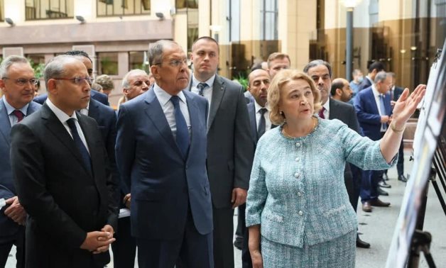 Russian Foreign Minister Sergei Lavrov and Egyptian Ambassador to the Russian Federation Nazih El-Nagary inaugurated an exhibition of historical photos and documents 
