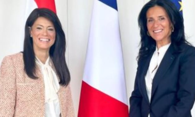 Dr. Rania Al-Mashat, Minister of International Cooperation(L) meets with Minister of State for Development Cooperation of France Chrysoula Zakaropoulou, ce(R)