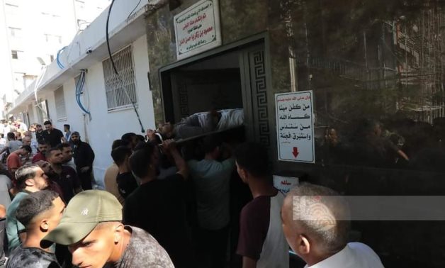 A funeral of a Palestinian citizen killed by Israeli airstrikes on the Gaza Strip- the photo from the Palestinian embassy in Cairo