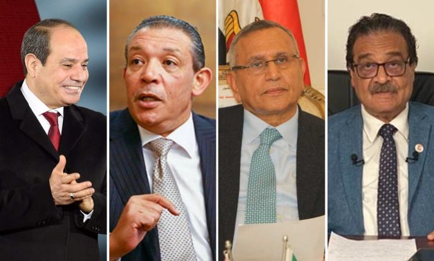From left, presidential candidates Abdel Fattah El Sisi, Hazem Omar, Abdel Sanad Yamama and Farid Zahran