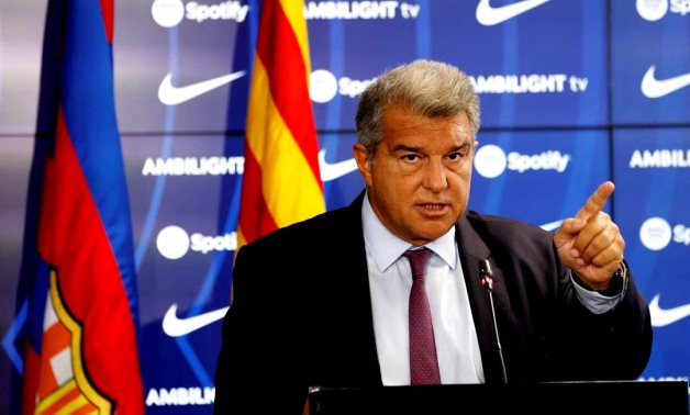 FC Barcelona president Joan Laporta speaks during the board meeting REUTERS/Albert Gea/File Photo 
