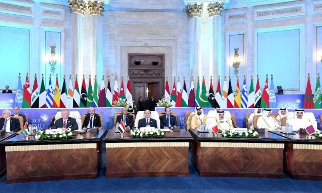 World Leaders attend the Cairo Summit for Peace to reach a ceasefire in Gaza Strip , which is being attacked by Israeli occupation forces