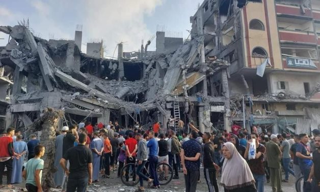 Rubble of housing units destroyed by Israeli air-strikes on the Gaza Strip- Photo from the Palestinian embassy in Cairo