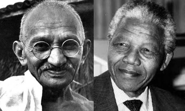 File: Mahatma Ghandi and Nelson Mandela.