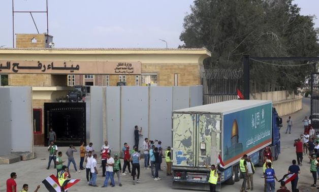 FILE - Humanitarian aid entering Gaza Strip through Egypt's Rafah Border Crossing