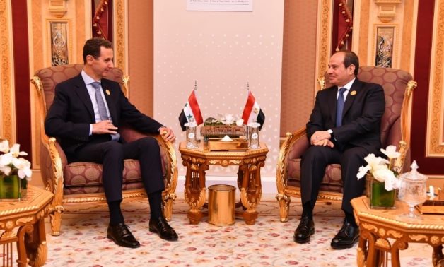 President Abdel Fattah El-Sisi met with Syrian President Bashar al-Assad in Riyadh, on the sideline of the Joint Arab Islamic Summit on Gaza, on Saturday- press photo