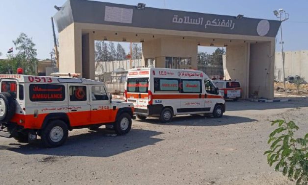 FILE - Palestinian Ambulances at Rafah Border Crossing