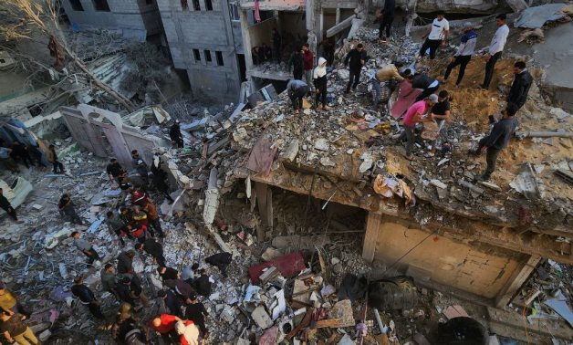 Struck buildings in Gaza 