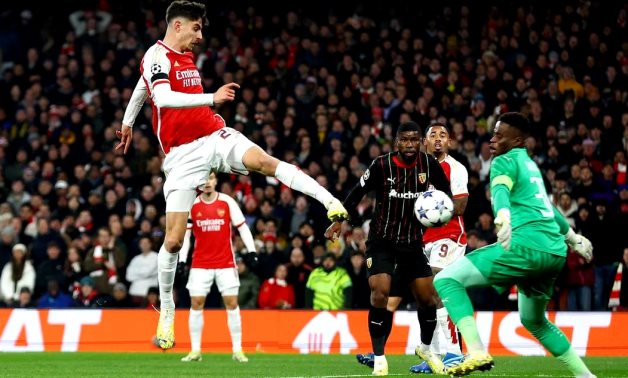Arsenal's Kai Havertz scores their first goal past RC Lens' Brice Samba Action Images via Reuters/Matthew Childs/ File photo