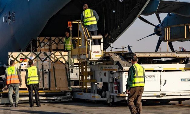 The Cairo International Airport received, on Saturday, a humanitarian shipment presented by the German government - Press photo from the Germany em Embassy in cairo's Facebook page