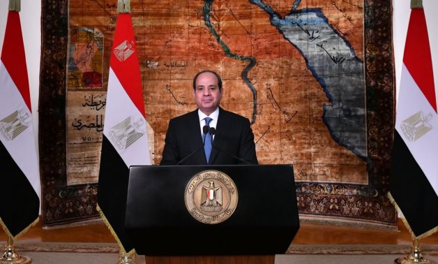 File- President Abdel Fattah El Sisi gives a speech after his victory of a new 6-year term in Presidency - Press photo