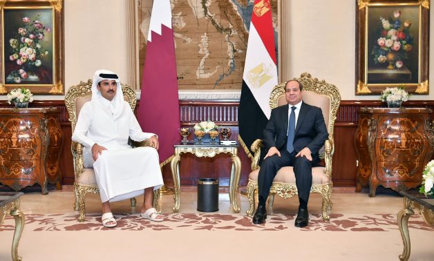 Egypt's President Abdel Fattah El-Sisi receives Qatar's Emir Tamim bin Hamad - FILE/Presidency