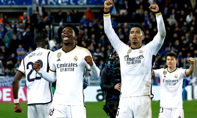 Real Madrid's Jude Bellingham and Aurelien Tchouameni celebrate after the match REUTERS/Vincent West 