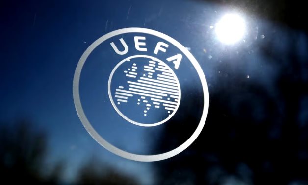 General view of the UEFA logo at UEFA Headquarters before the draw REUTERS/Denis Balibouse/File Photo