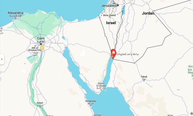 A map showing borders between Jordan and Egypt- Google Maps