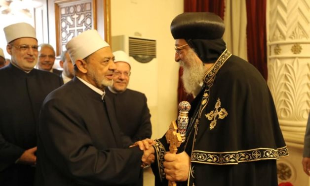 Al-Azhar Grand Imam Ahmed El-Tayyeb visits Pope Tawadros II of Alexandria on Wednesday to extend his greetings to the Christian people on Christmas