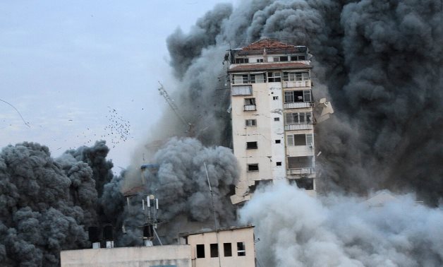 Israeli strikes destroying buildings in the Gaza Strip in October 2023 - WAFA
