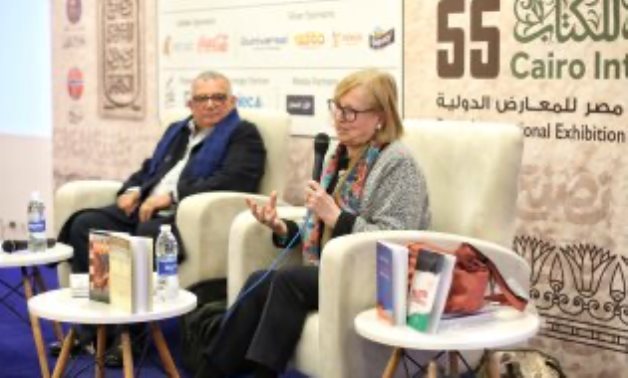 File: Spanish writer Carmen Ruiz expressed her solidarity with the Palestinian cause during a talk at the 55th Cairo International Book Fair.