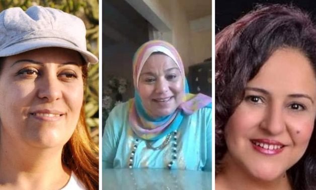 From left, journalists Manal Agrama, Safaa Al-Korbigi, and Hala Fahmy