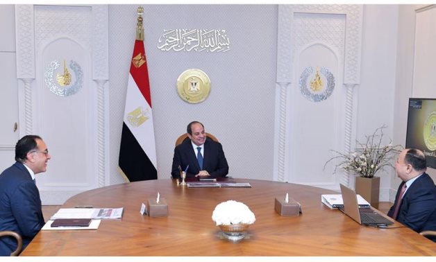 President Abdel Fattah El-Sisi meets with Prime Minister Mostafa Madbouli and Minister of Finance Mohamed Maait - Presidency