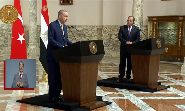 Turkish President Erdogan and Egyptian President Sisi during press conference Wednesday