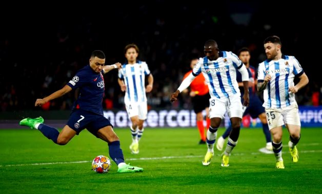 Paris St Germain's Kylian Mbappe shoots at goal REUTERS/Sarah Meyssonnier