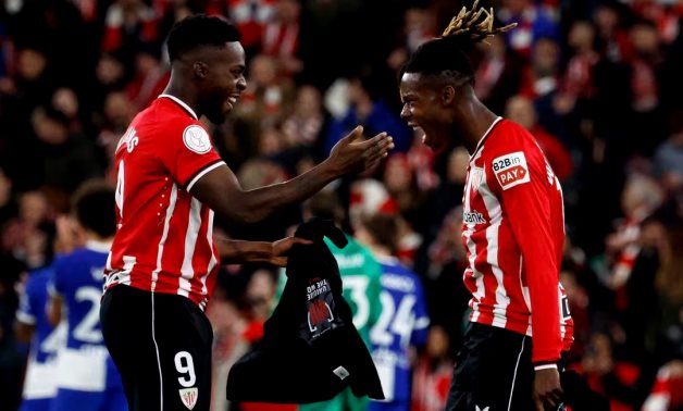 Athletic Bilbao's Inaki Williams celebrates with Nico Williams after the match REUTERS/Vincent West