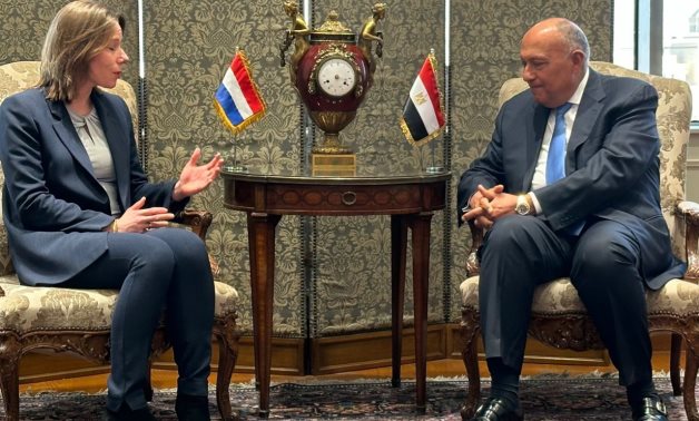 Egyptian Foreign Minister Sameh Shoukry meets with Dutch counterpart Hanke Bruins Slot at the Foreign Ministry's headquarters in the New Administrative Capital- press photo