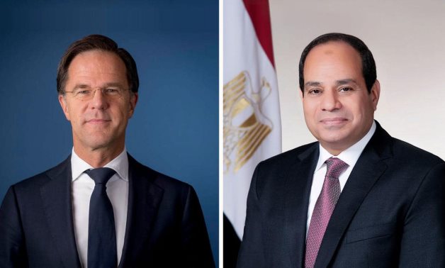 President Abdel Fattah El-Sisi (R) is set to meet with Dutch caretaker Prime Minister Mark Rutte (L) in Cairo - Compiled photo