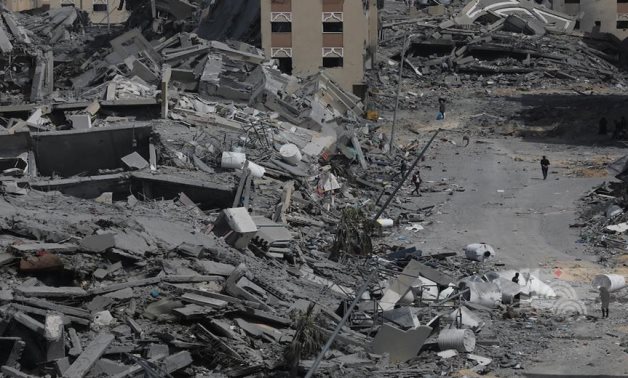 Buildings destroyed in Gaza due to Israeli bombardment 