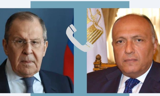 Russia's Foreign Minister Sergey Lavrov (L) and Egypt's Foreign Minister Sameh Shoukry (R) - Compiled photo