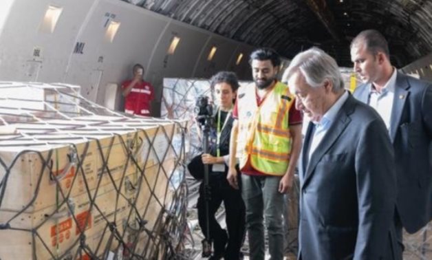 File- United Nations Secretary-General Antonio Guterres at the Arish International Airport where he checked the humanitarian aid to the people in Gaza on October 20, 2023- photo from the UN.