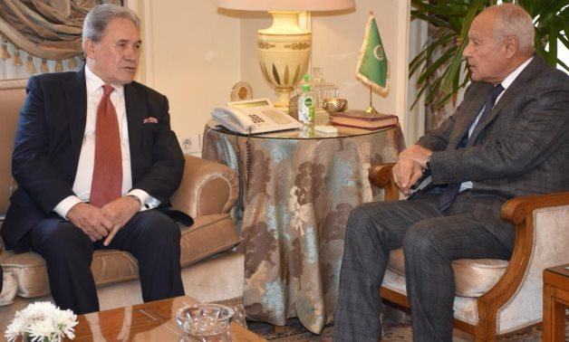 Ahmed Aboul Gheit, Secretary-General of the League of Arab States (AL) meets with Winston Peters, Minister of Foreign Affairs of New Zealand in Cairo on March 31, 2024- press photo