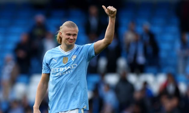 Manchester City's Erling Braut Haaland celebrates after the match REUTERS/Molly Darlington