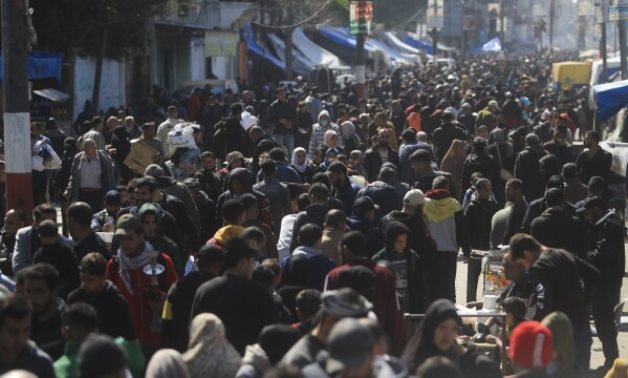 Palestinian Rafah crowded with Palestinians fleeing their homes in Gaza under Isfraeli aggression