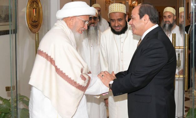 Egyptian President Abdel Fattah El-Sisi received Sultan Mufaddal Saif al-Din, Sultan of the Bohra community, an India-based subgroup of Shiism