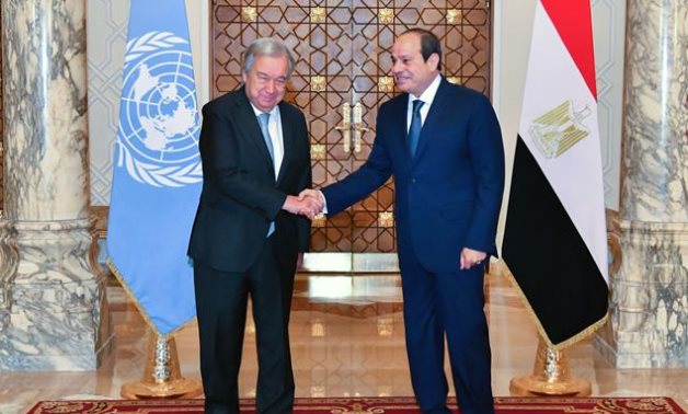 President Abdel Fattah El-Sisi meets with the Secretary-General of the United Nations António Guterres in Cairo, March 2024 - Egyptian Presidency