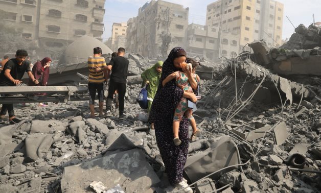 A file photo shows destruction due to Israeli bombing in Gaza - WAFA