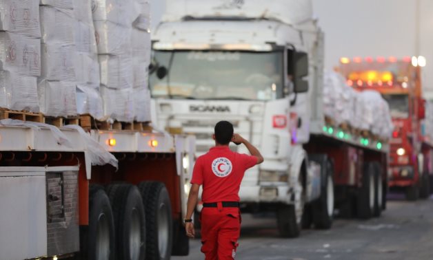 FILE - An ERC's humanitarian aid convoy moves toward the Gaza Strip after Israel announces a tactical pause, 27 July 2025 - ERC
