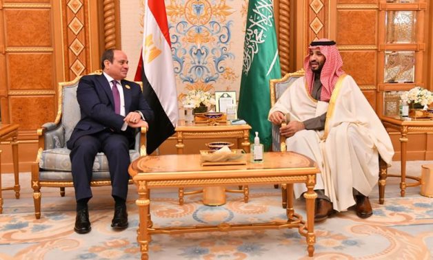 FILE - Egypt's President Abdel Fattah El-Sisi meets with Saudi Crown Prince Mohammed bin Salman in Riyadh in 2022 - Presidency