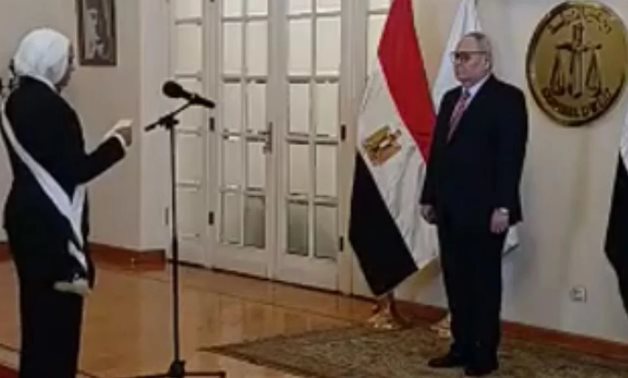 A female judge was sworn in as assistant delegate in the State Council on September 7, 2025- a screenshot of a video