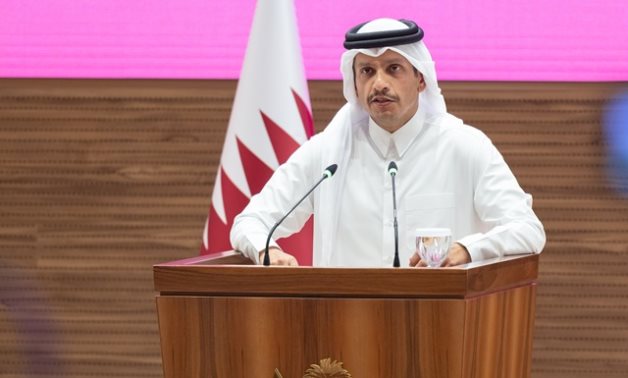 Qatar's Prime Minister and Minister of Foreign Affairs Sheikh Mohammed bin Abdulrahman Al Thani speaks during a press conference after Israeli strikes on Hamas leadership in Doha - Qatar's MFA