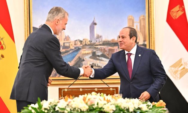 President Abdel Fattah El-Sisi welcomes Spain's King Felipe VI at Cairo's Al Ittihadiya Palace, 17 September 2025 - Egyptian Presidency