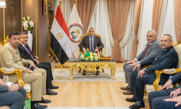 Egyptian Minister of Military Production Mohamed Salah El-Din during a meeting with Pakistani Ambassador in Cairo Aamir Shouket on September 21, 2025- press photo