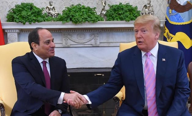 FILE - Egyptian President Abdel Fattah El-Sisi meets US President Donald Trump in the White House in 2019 - Egyptian Presidency