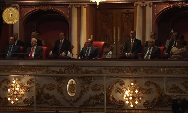 Egyptian President Abdel Fattah El-Sisi attends the “Nation of Peace” celebration at the Opera House in the Arts and Culture City of the New Administrative Capital, October 25, 2025 – Presidency/Still image