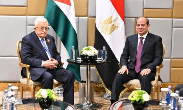 President Abdel Fattah El-Sisi meets with Palestinian President Mahmoud Abbas in Moscow, on the sidelines of the Victory Day celebrations on May 9, 2025. File/Egyptian Presidency